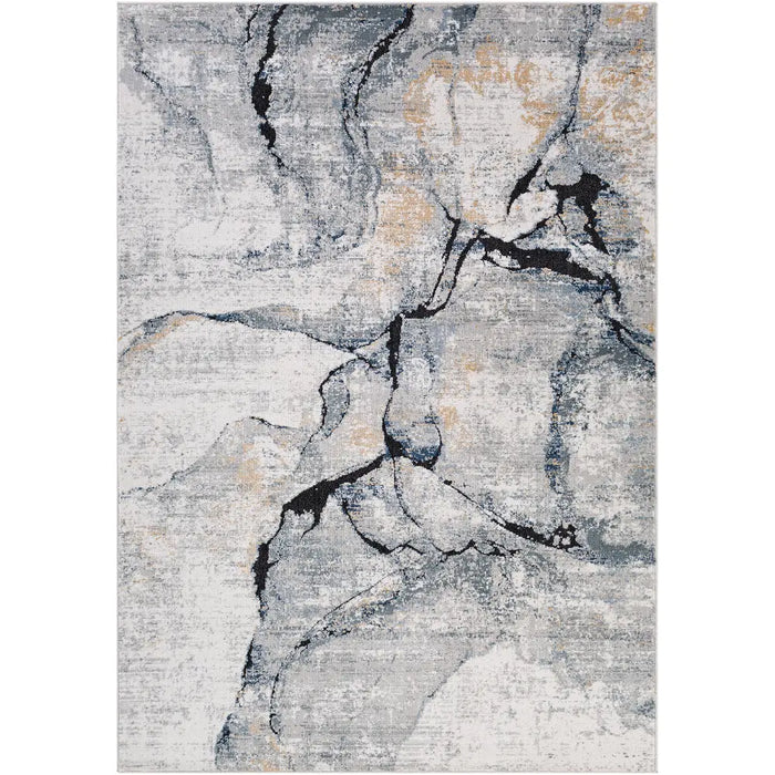 LYNA Abstract Modern Marble Dark Blue Rug
