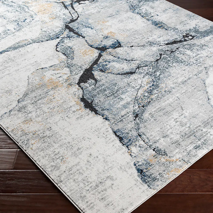 LYNA Abstract Modern Marble Dark Blue Rug