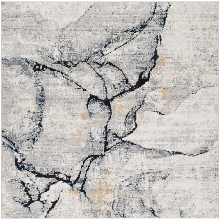 LYNA Abstract Modern Marble Dark Blue Rug