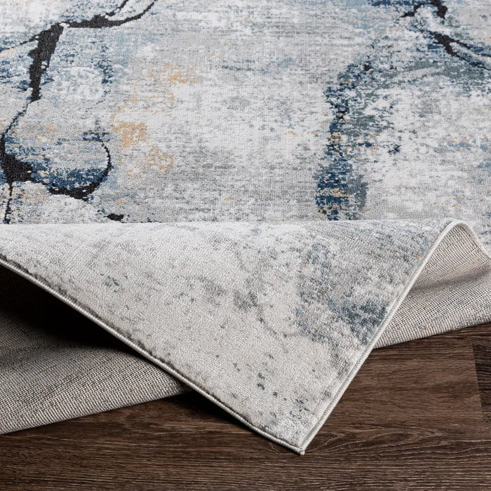 LYNA Abstract Modern Marble Dark Blue Rug