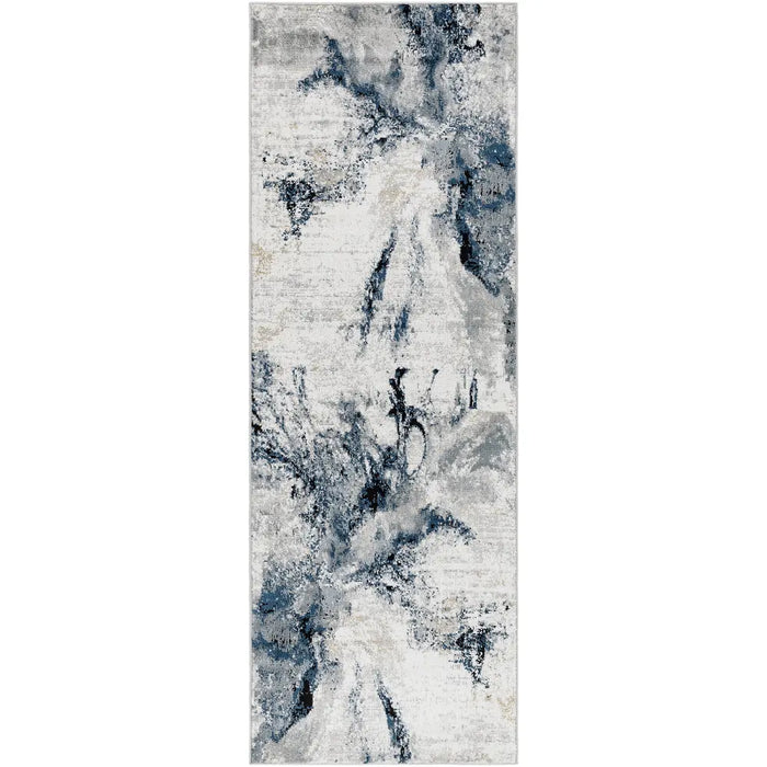 EMMA Abstract Modern Marble Dark Blue Rug