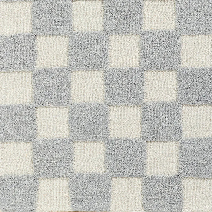 Klopp Hand Tufted Grey Ivory Wool Checkered Living Dining Bedroom KPP2300 Rug