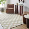 Klopp Hand Tufted Beige Ivory Wool Checkered Living Dining Bedroom KPP2302 Rug