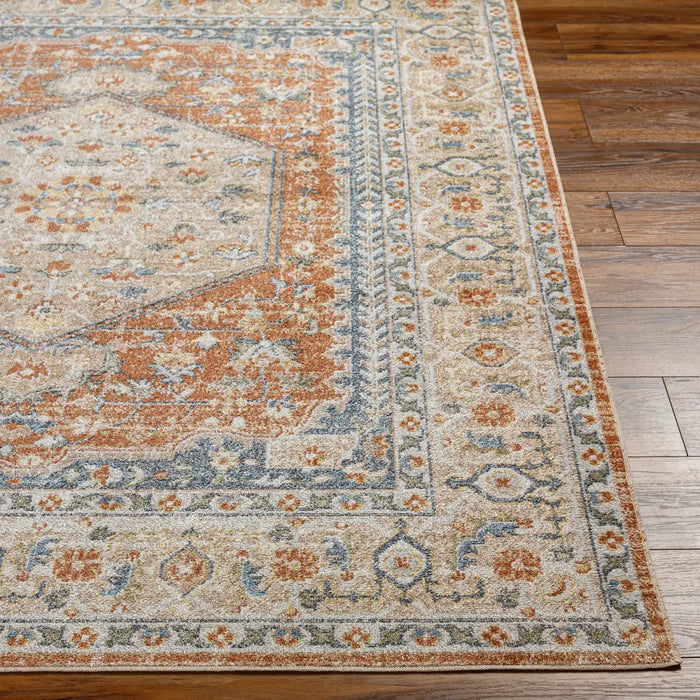 BOKA Machine Washable Traditionnal Boho Burnt Orange Rug
