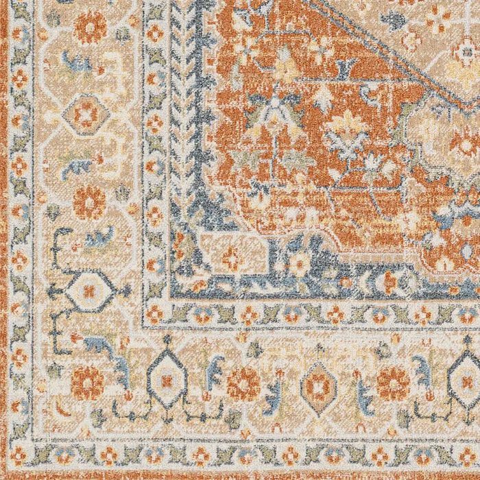 BOKA Machine Washable Traditionnal Boho Burnt Orange Rug