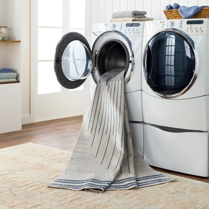 ENSO FALLS Machine Washable Geometric Beige Rug