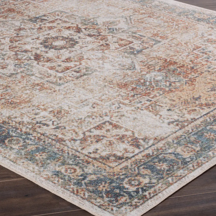 ALORA Machine Washable Traditional Boho Burnt Orange Rug