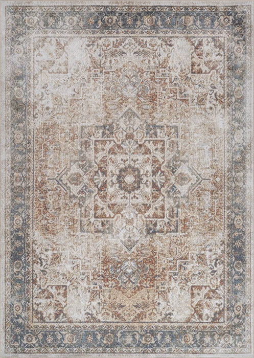 ALORA Machine Washable Traditional Boho Burnt Orange Rug