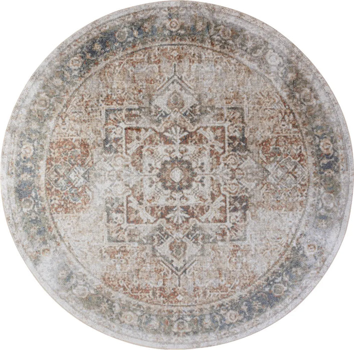 ALORA Machine Washable Traditional Boho Burnt Orange Rug