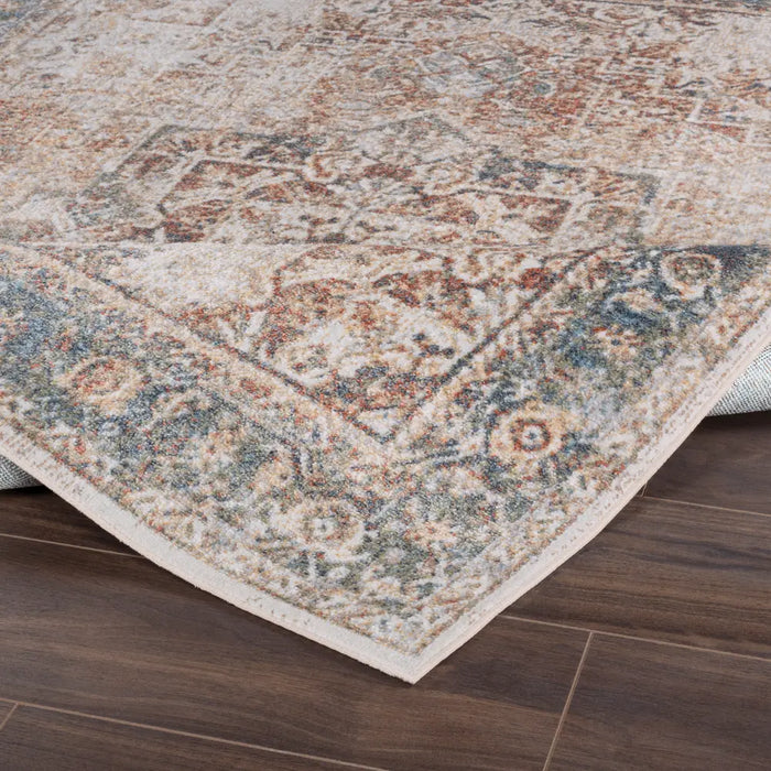 ALORA Machine Washable Traditional Boho Burnt Orange Rug