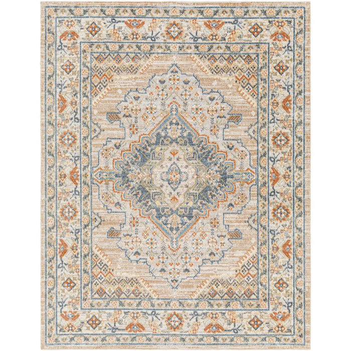 MARION Machine Washable Traditional Boho Oatmeal/Rust Rug