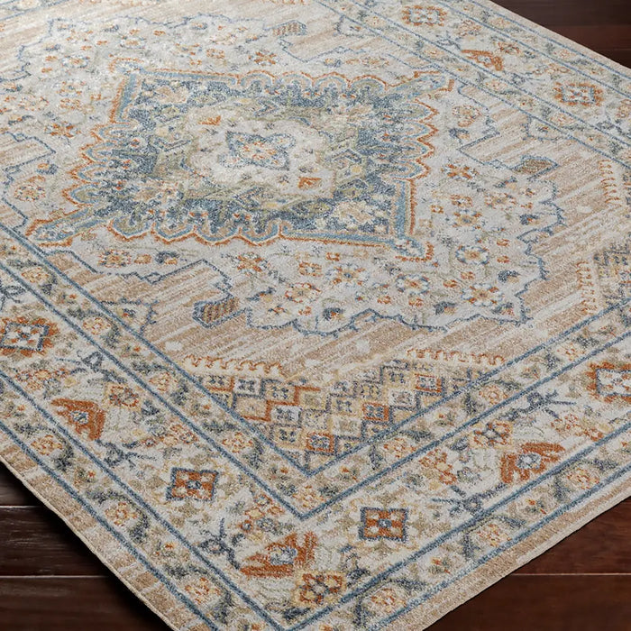 MARION Machine Washable Traditional Boho Oatmeal/Rust Rug