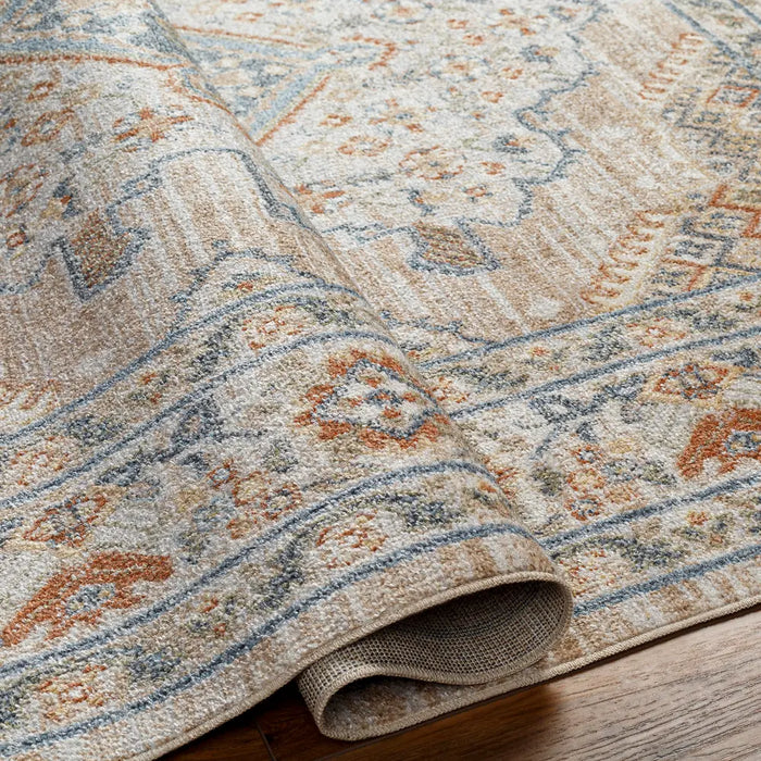 MARION Machine Washable Traditional Boho Oatmeal/Rust Rug