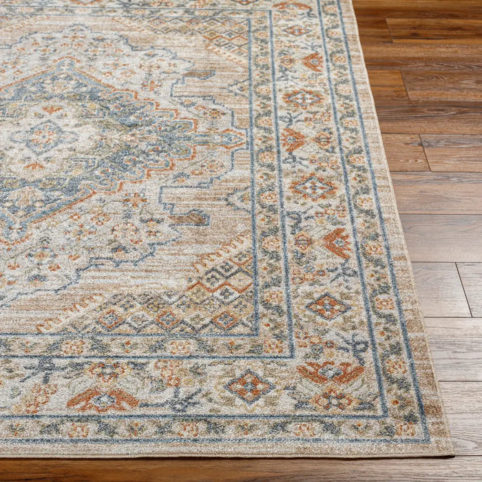 MARION Machine Washable Traditional Boho Oatmeal/Rust Rug
