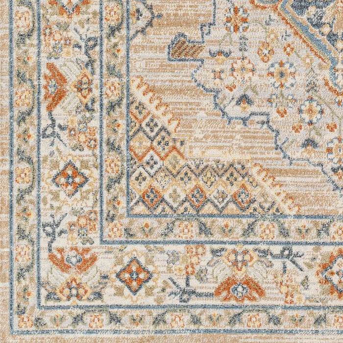 MARION Machine Washable Traditional Boho Oatmeal/Rust Rug
