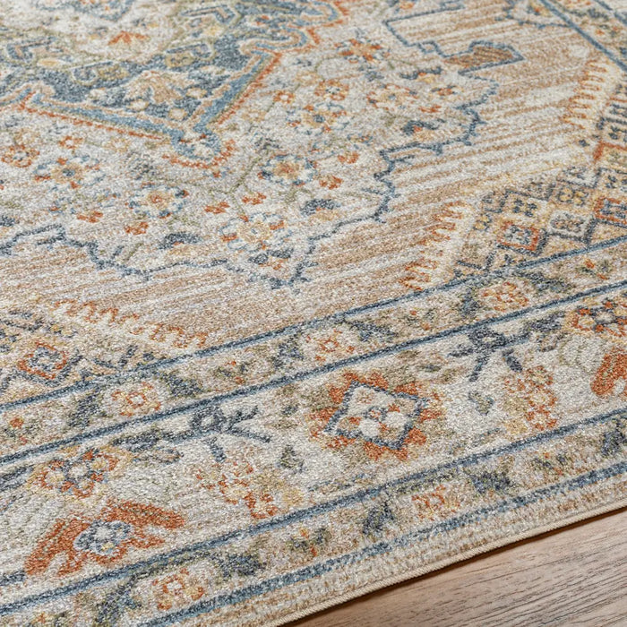 MARION Machine Washable Traditional Boho Oatmeal/Rust Rug