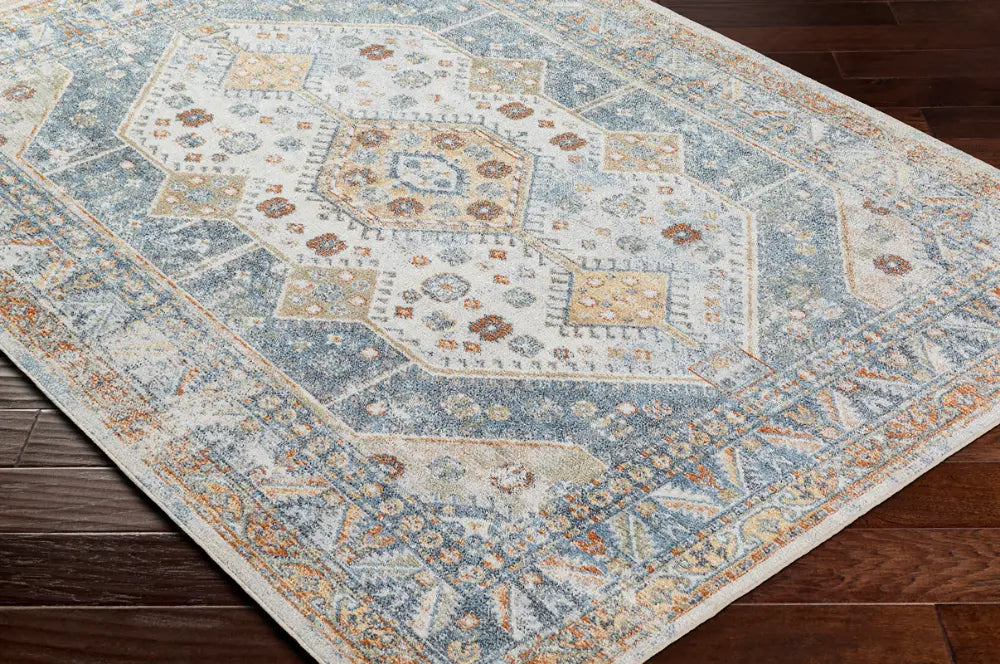 ALKA Machine Washable Traditional Boho Denim Rug