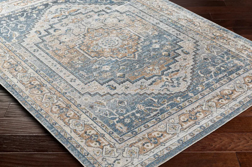 JENNIFER Machine Washable Traditional Boho Navy Blue Rug