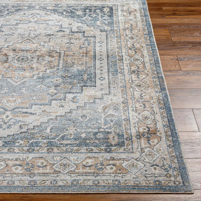 JENNIFER Machine Washable Traditional Boho Navy Blue Rug