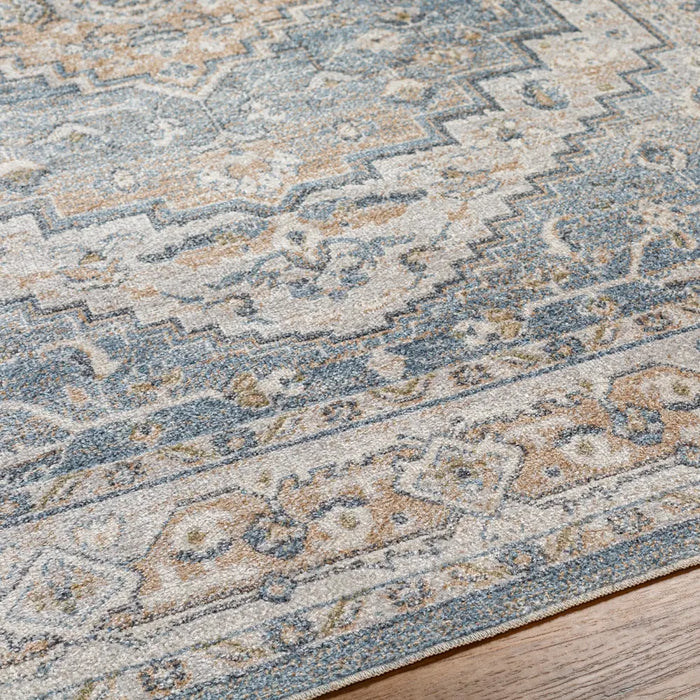 JENNIFER Machine Washable Traditional Boho Navy Blue Rug