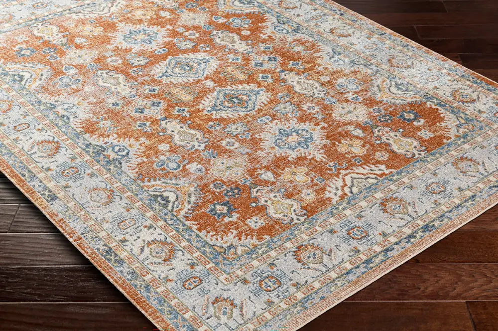 Scorched Rug AVNI Machine Washable Traditional Boho Burnt Orange Rug Orange Rug ...