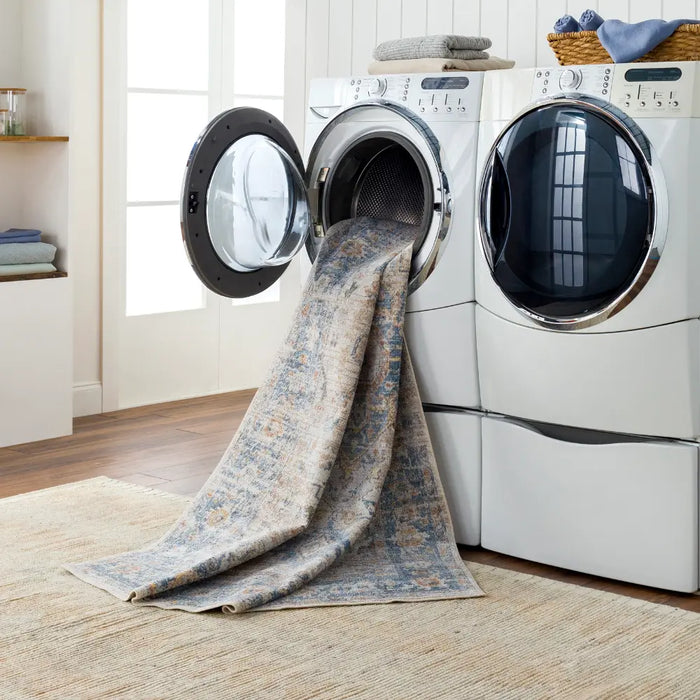 RIVER Machine Washable Traditional Boho Beige Rug