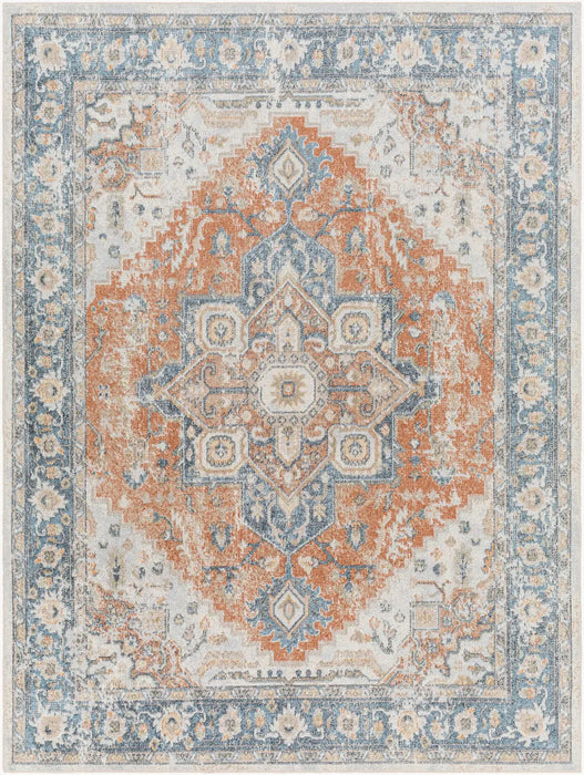 RIVER Machine Washable Traditional Boho Burnt Orange Rug