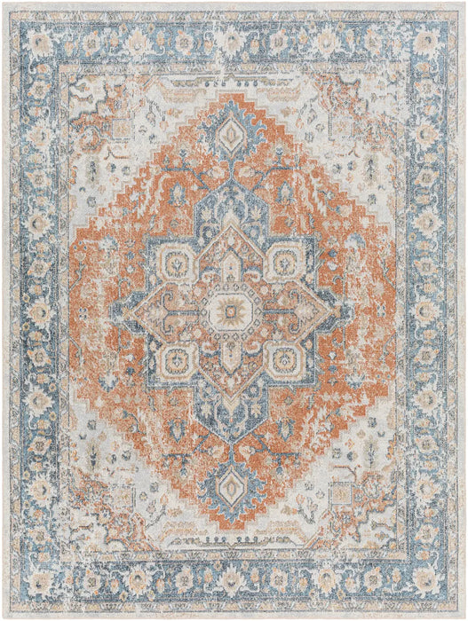 RIVER Machine Washable Traditional Boho Burnt Orange Rug