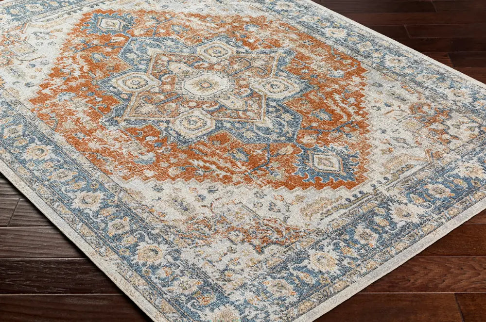 RIVER Machine Washable Traditional Boho Burnt Orange Rug