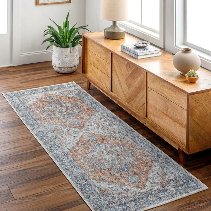 RIVER Machine Washable Traditional Boho Burnt Orange Rug