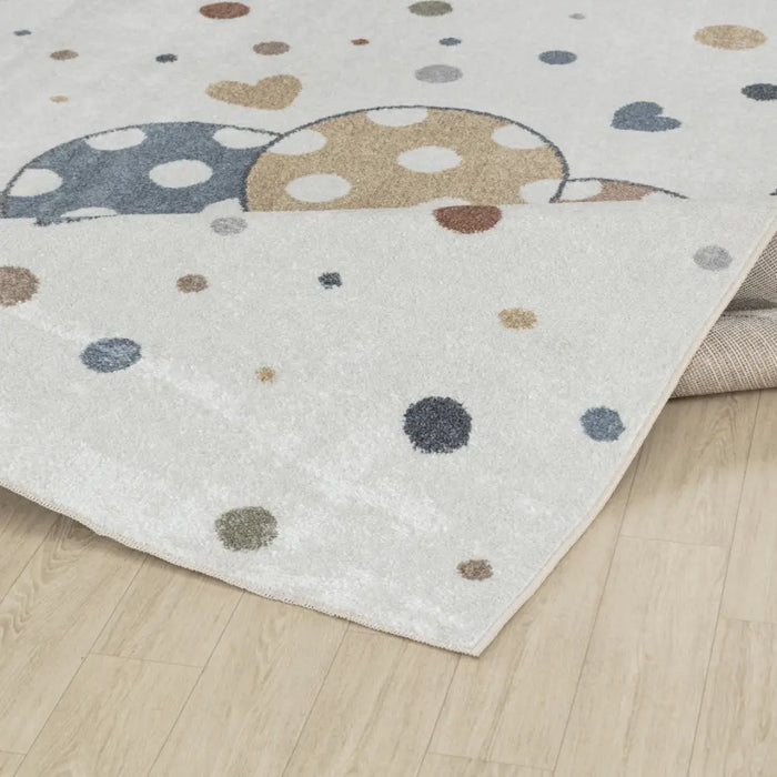 BALLON BUDDY Kids Machine Washable Multicolour/Beige Bedroom Rug Multicolour