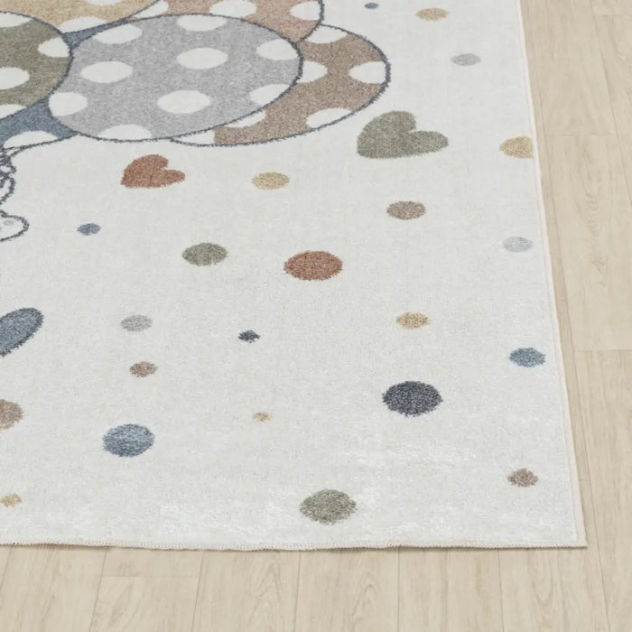 BALLON BUDDY Kids Machine Washable Multicolour/Beige Bedroom Rug Multicolour