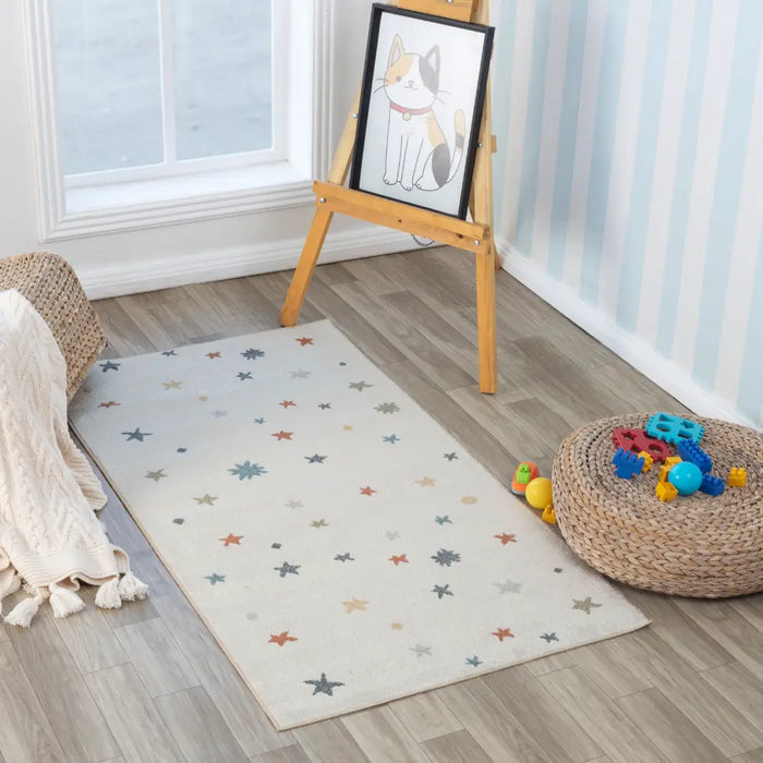 STELLA Kids Machine Washable Multicolour/Beige Bedroom Rug Multicolour