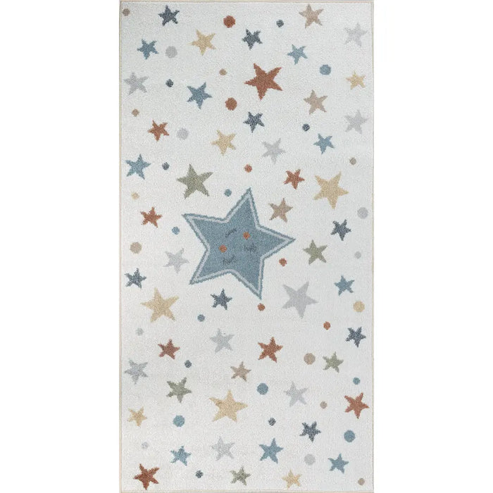 SUPERMAMA Kids Machine Washable Multicolour/Blue/Bedroom Rug Multicolour