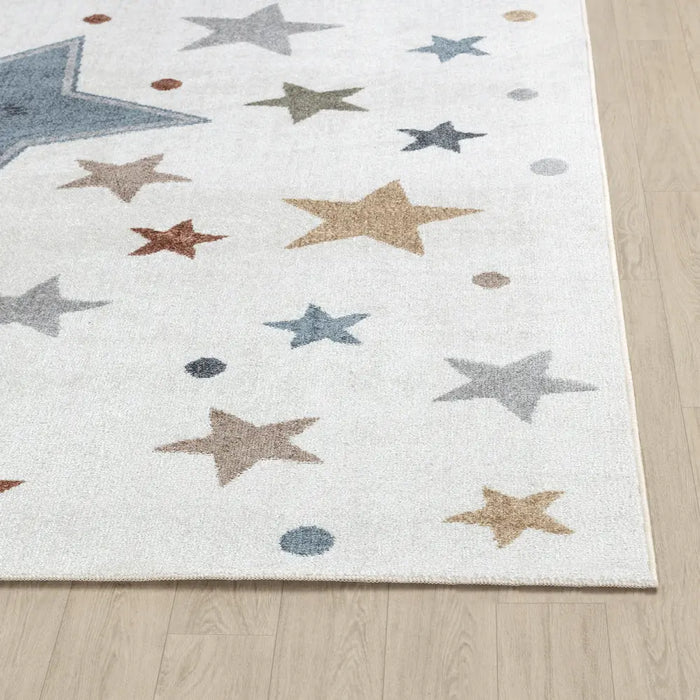 SUPERMAMA Kids Machine Washable Multicolour/Blue/Bedroom Rug Multicolour