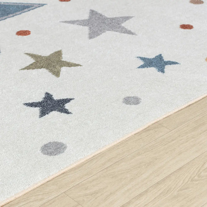 SUPERMAMA Kids Machine Washable Multicolour/Blue/Bedroom Rug Multicolour