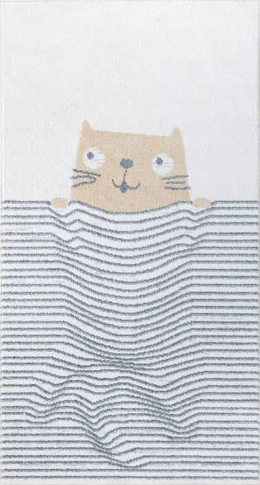 CATNAP Kids Machine Washable Brown/Beige Bedroom Rug Beige