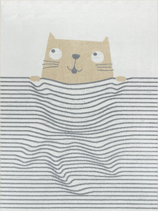 CATNAP Kids Machine Washable Brown/Beige Bedroom Rug Beige