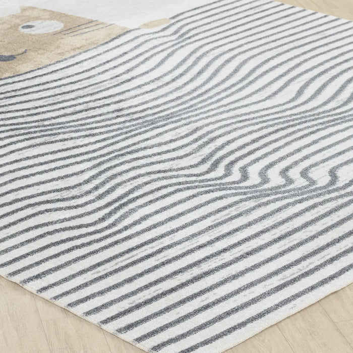 CATNAP Kids Machine Washable Brown/Beige Bedroom Rug Beige