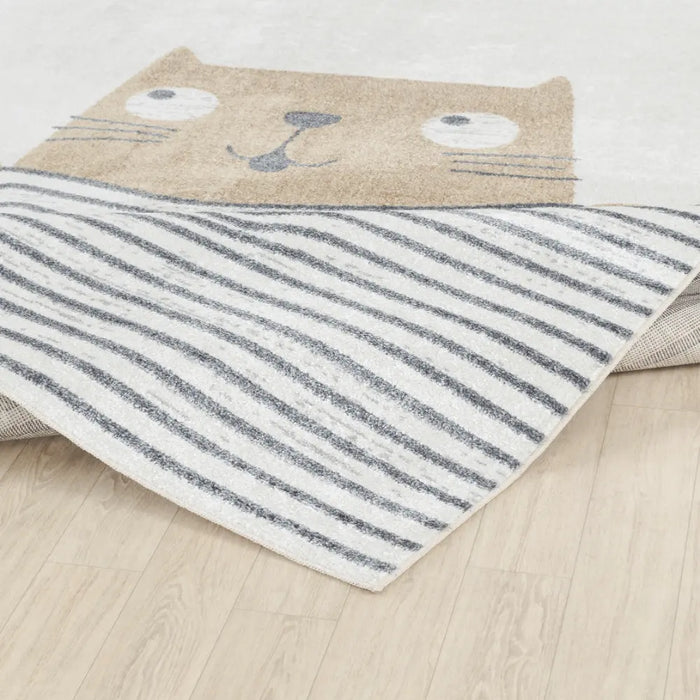 CATNAP Kids Machine Washable Brown/Beige Bedroom Rug Beige