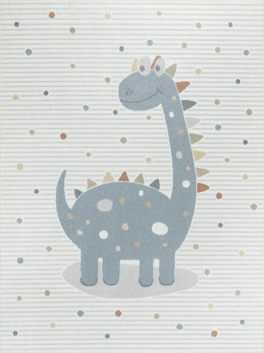DINO Kids Machine Washable Beige/Grey Bedroom Rug Beige