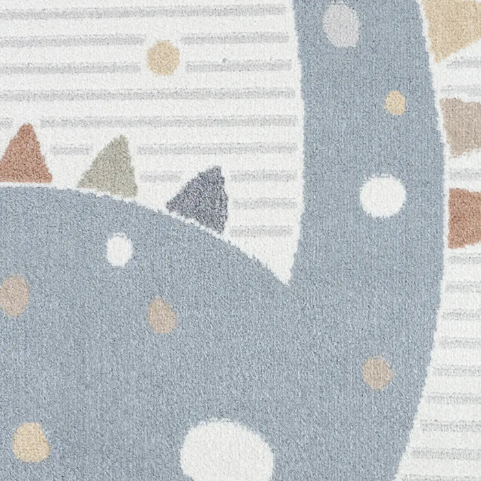 DINO Kids Machine Washable Beige/Grey Bedroom Rug Beige