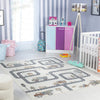 Vroomville Kids Machine Washable Beige/Grey Bedroom Rug
