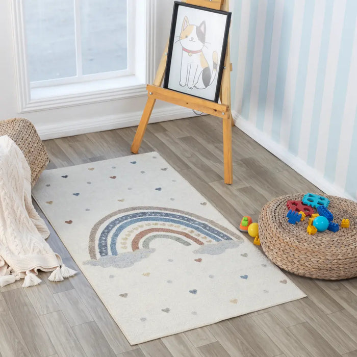 RAINI-BOW Kids Machine Washable Multicolour Bedroom Rug Multicolour