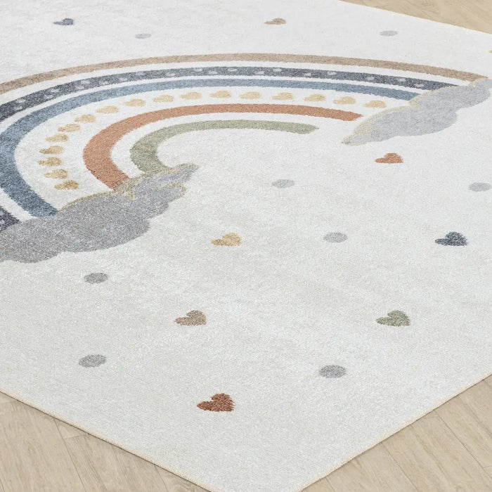 RAINI-BOW Kids Machine Washable Multicolour Bedroom Rug Multicolour