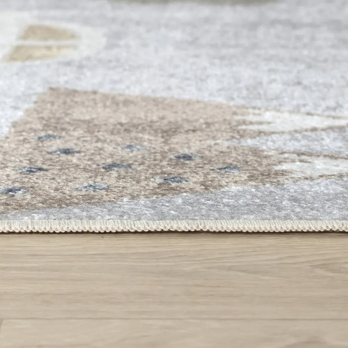 VROOMVILLE Kids Machine Washable Blue/Grey Bedroom Rug Grey