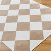 GHISLAINE Machine Washable Modern Boho Diamond Light Brown Rug