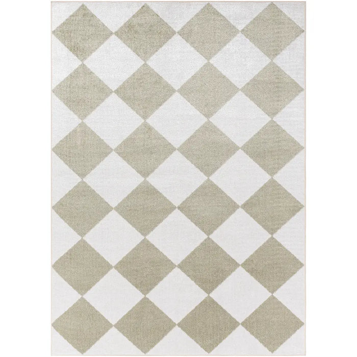GHISLAINE Machine Washable Modern Boho Diamond Dusty Sage Rug