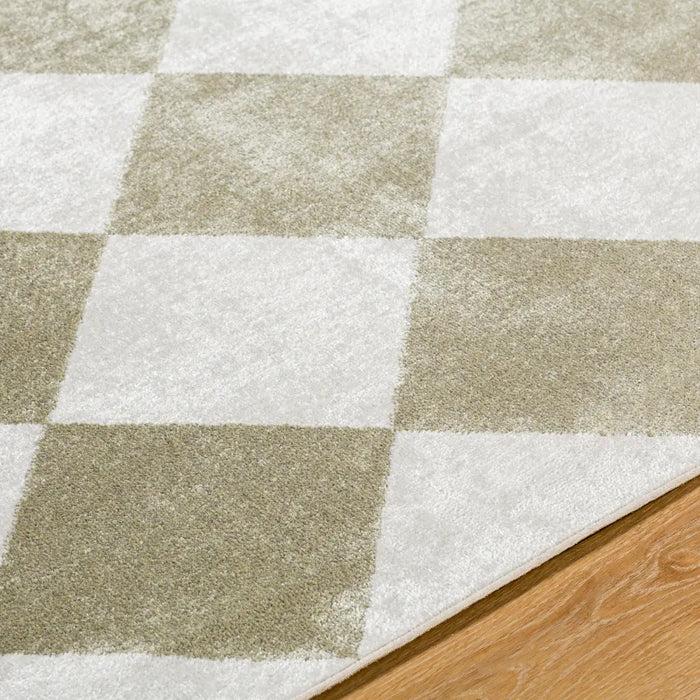 GHISLAINE Machine Washable Modern Boho Diamond Dusty Sage Rug
