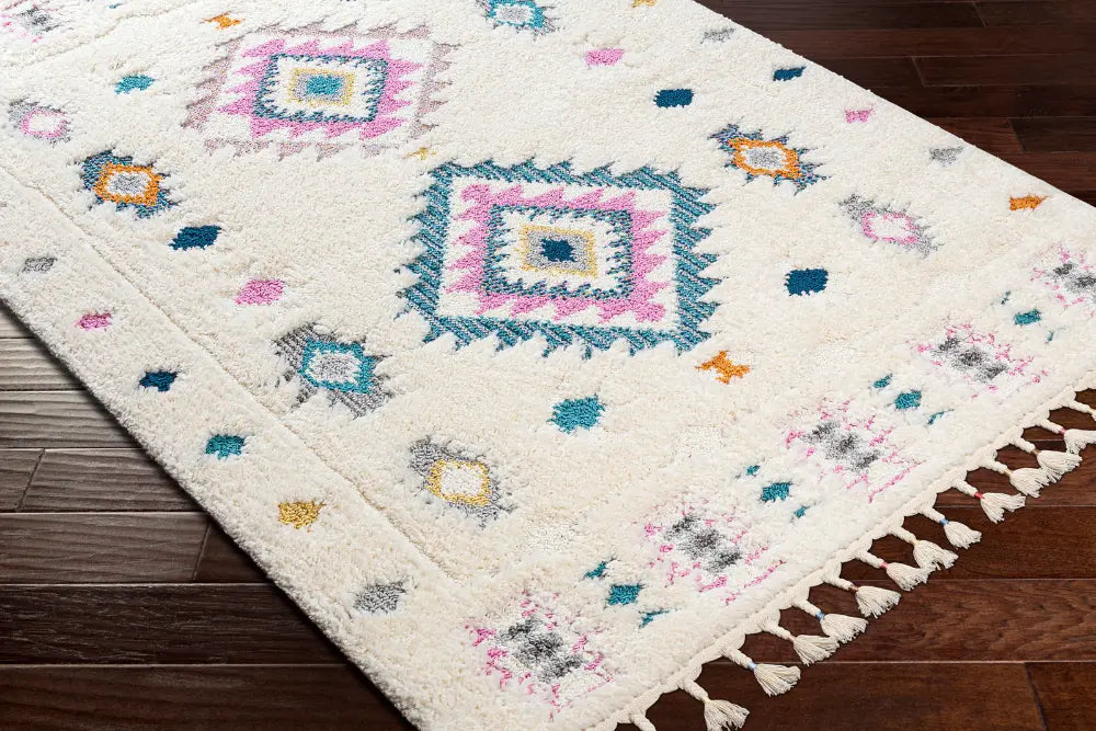 PUKYU Shaggy Modern Boho Plush Pile Ivory Rug